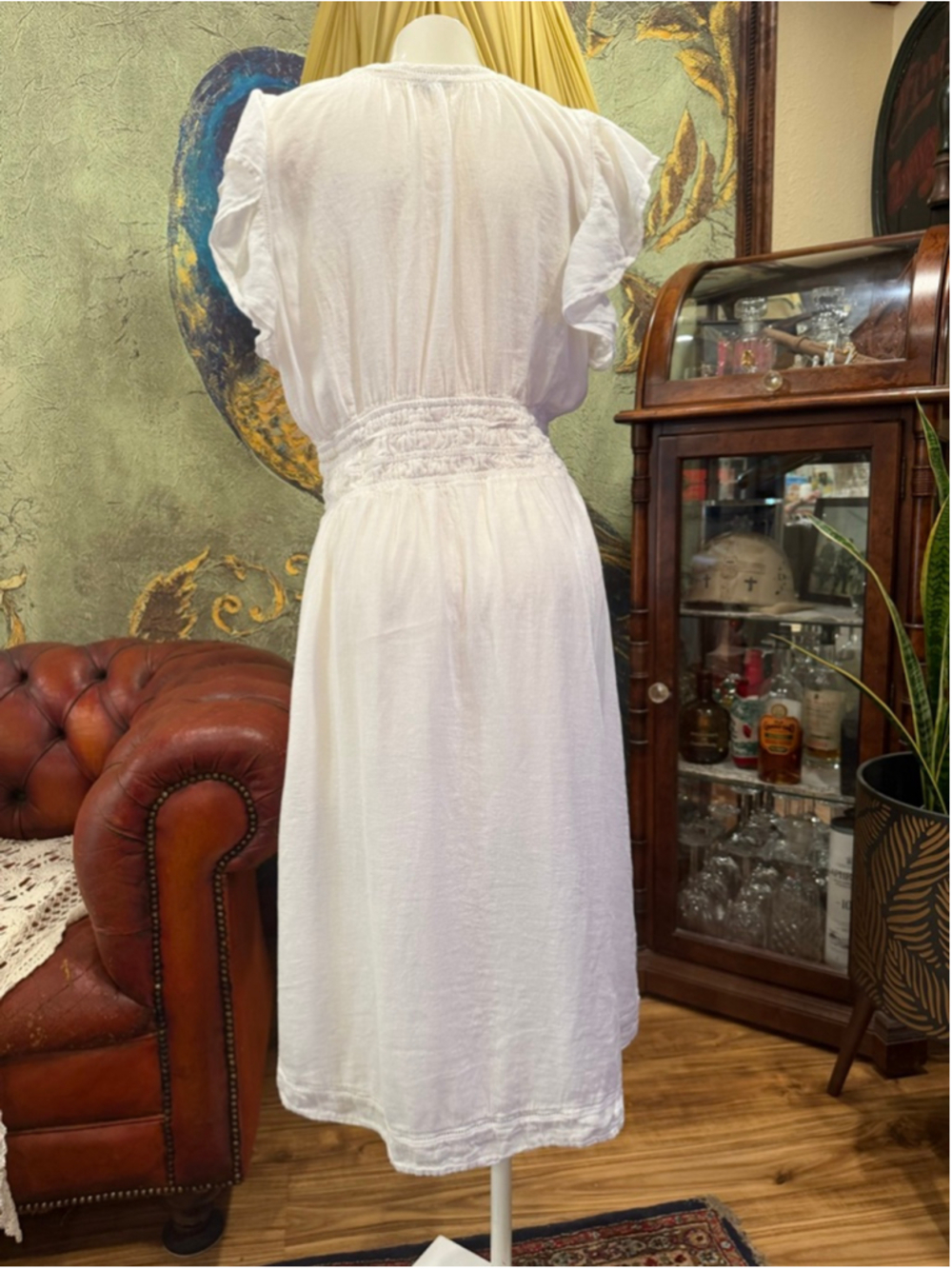 Rails Iona White Lace Detail Linen Blend Maxi Dress Size Medium - Picture 5 of 12